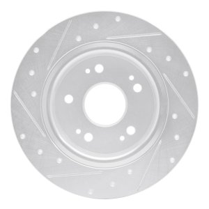 Honda CR-Z Brake Rotor (1) - Rear Right - R1 Concepts - Drilled & Slotted - Silver - 2016